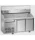 Tavolo refrig. pizza GN1/1 a 2 porte, motore a sinis., cassetto neutro, piano granito, vet.na refrig. mod PZ02EKOC1SX+VR4160VDSX