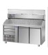 Tavolo refrig. pizza GN1/1 a 2 porte, motore sinistra, 3 cassetti neutri, granito, vet.na refrig. mod PZ02EKOC3SX+VR3160VDSX