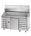 Tavolo refrig. pizza GN1/1 a 1 porta, motore a sinistra, 6 cassetti neutri, piano in granito, vetrina refrig. mod PZ02EKOC6SX+VR