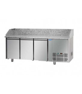 Tavolo refrigerato pizza GN1/1 con 3 porte e piano in granito mod PZ03EKOGN