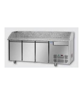 Tavolo refrigerato pizza GN1/1 con 3 porte, un cassetto neutro e piano in granito mod PZ03EKOC1