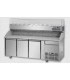 Tavolo refrigerato pizza GN1/1 con 3 porte, un cassetto neutro e piano in granito e vetrina refrigerata mod PZ03EKOC1+VR4203VD