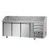 Tavolo refrigerato pizza GN1/1 con 3 porte, 3 cassetti neutri e piano in granito mod PZ03EKOC3