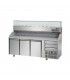 Tavolo refrigerato pizza GN1/1 con 3 porte, 3 cassetti neutri e piano in granito e vetrina refrigerata mod PZ03EKOC3+VR3203VD