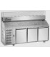 Tavolo refrig. pizza GN1/1 a 3 porte, motore a sinistra, piano in granito, vetrina refrig. mod PZ03EKOGNSX+VR3203VDSX