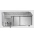 Tavolo refrigerato pizza GN1/1 con 3 porte, gruppo motore a sinistra, un cassetto neutro e piano in granito mod PZ03EKOC1SX