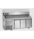 Tavolo refrig. pizza GN1/1 a 3 porte, motore a sinistra, 1 cassetto neutro, granito, vetrina refrig. mod PZ03EKOC1SX+VR3203VDSX