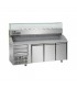 Tavolo refrig. pizza GN1/1 a 3 porte, motore a sinistra, 3 cassetti neutri, granito, vetrina refrig. mod PZ03EKOC3SX+VR3203VDSX