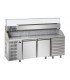 Tavolo refrig. pizza GN1/1 a 2 porte, motore a sinistra, 6 cassetti neutri, granito, vetrina refrig. mod PZ03EKOC6SX+VR3200VDSX