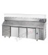 Tavolo refrigerato pizza GN1/1 con 3 porte, 6 cassetti neutri e piano in granito e vetrina refrigerata mod PZ04EKOC6+VR4240VD
