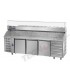 Tavolo refrig. pizza GN1/1 a 3 porte, motore a sinistra, 6 cassetti neutri, granito, vetrina refrig. mod PZ04EKOC6SX+VR3240VDSX