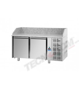 Tavolo refrigerato pizza 600x400 con 2 porte e piano in granito mod PZ02MID80