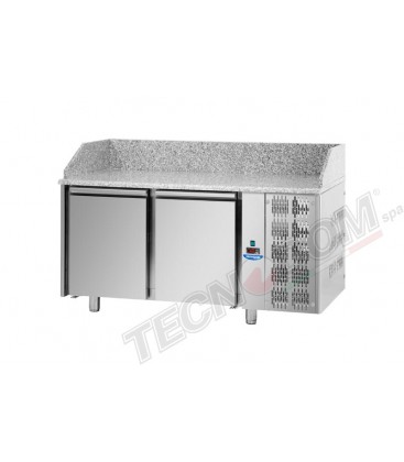 Tavolo refrigerato pizza 600x400 con 2 porte e piano in granito mod PZ02MID80
