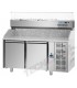 Tavolo refrigerato pizza 600x400 con 2 porte e piano in granito e vetrina refrigerata mod PZ02MID80+VR3160VD