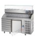 Tavolo refrigerato pizza 600x400 con 1 porta, 6 cassetti neutri e piano in granito e vetrina refrigerarta mod PZ02MIDC6+VR4160VD