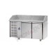 Tavolo refrigerato pizza 600x400 con 2 porte, gruppo motore a sinistra e piano in granito mod PZ02MID80SX