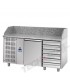 Tavolo refrigerato pizza 600x400 con 1 porta, gruppo motore a sinistra, 6 cassetti neutri e piano in granito mod PZ02MIDC6SX