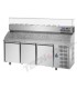 Tavolo refrigerato pizza 600x400 con 3 porte e piano in granito e vetrina refrigerata mod PZ03MID80+VR4215VD
