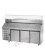 Tavolo refrigerato pizza 600x400 con 3 porte, motore a sinistra e piano in granito e vetrina refrigerata mod PZ03MID80SX+VR4215V