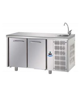Tavolo refrigerato GN1/1 a temperatura normale con 2 porte e piano con lavello mod TF02EKOGNL