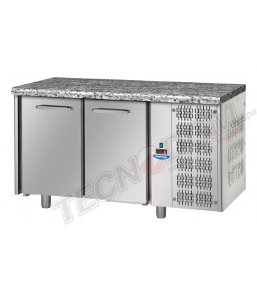 Tavolo refrigerato GN1/1 a temperatura normale con 2 porte e piano di lavoro in granito mod TF02EKOGNGRA