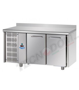 Tavolo refrigerato GN1/1 a temp. normale 2 porte, piano acciaio inox con alzatina 10 cm e motore a sinistra mod TF02EKOGNSXAL