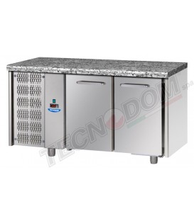Tavolo refrigerato GN1/1 a temperatura normale con 2 porte, piano di lavoro in granito e motore a sinistra mod TF02EKOGNSXGRA