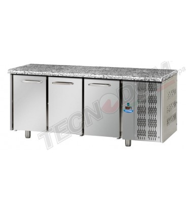 Tavolo refrigerato GN1/1 a temperatura normale con 3 porte e piano in granito mod TF03EKOGNGRA