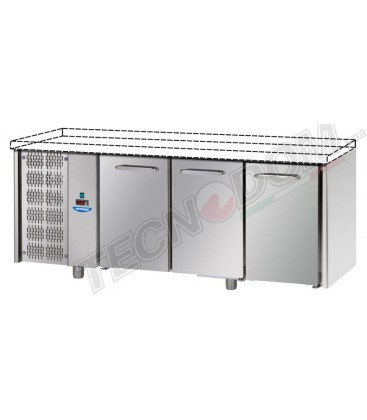 Tavolo refrigerato GN1/1 con 3 porte, gruppo motore a sinistra, senza piano di lavoro mod TF03EKOSPSX