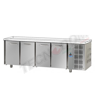 Tavolo refrigerato GN1/1 con 4 porte, senza piano di lavoro mod TF04EKOSP
