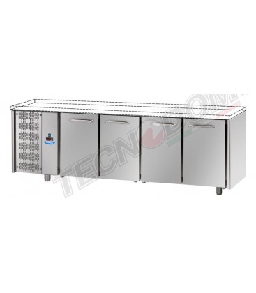 Tavolo refrigerato GN1/1 con 4 porte , gruppo moteore a sinistra, senza piano di lavoro mod TF04EKOSPSX
