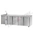 Tavolo refrigerato GN1/1 con 4 porte , piano con lavello e gruppo motore a sinistra mod TF04EKOGNSXL