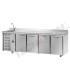 Tavolo refrigerato GN1/1 a temp. normale 4 porte, piano inox, alzatina 10 cm, lavello, motore a sinistra mod TF04EKOGNSXLAL