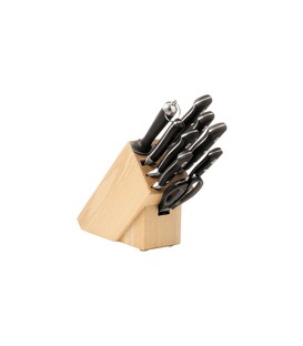 Ceppo porta coltelli legno, set 9 pz
