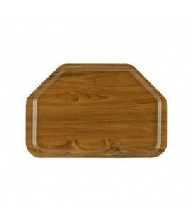 Vassoio esagonale in laminato colore teak AV4587
