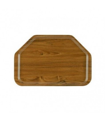 Vassoio esagonale in laminato colore teak AV4587