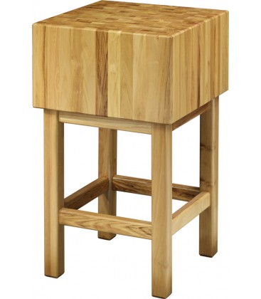 Ceppo per macelleria + sgabello in legno di acacia spessore 35cm CCL3555