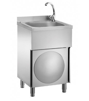 Lavamani inox su mobile con porta a battente LC50MM