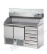 Saladette 2 porte, 6 cassetti, piano in granito e vetrina refrigerata mod SL02C6VR4