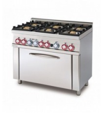 cucina a gas 6 fuochi Forno a gas con grill GN 1/1 cm. 64x39x35h - Porta vetro