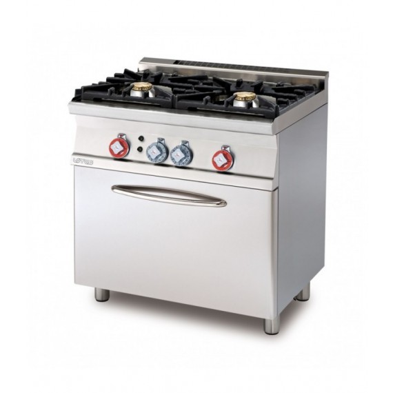 cucina a gas 2 fuochi Forno a gas GN 1/1 con grill cm. 68x38x34h