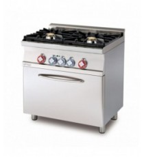 CUCINA MISTA 2 FUOCHI CON Forno elettrico multifunzione GN 1/1 cm. 64x37x35h - Porta cieca inox