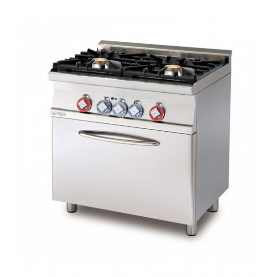 CUCINA MISTA 2 FUOCHI CON Forno elettrico multifunzione GN 1/1 cm. 64x37x35h - Porta cieca inox