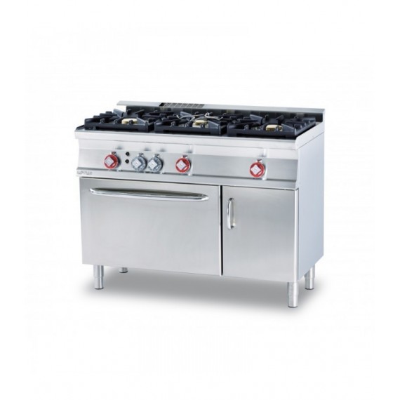 cucina a gas 3 fuochi Forno a gas GN 1/1 con grill cm. 68x38x34h, vano neutro con porta.