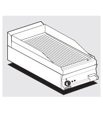 Fry-top rigato cromato trifase Piastra cm 39,5x45