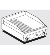 FRY-TOP 1/2 LISCIO + 1/2 Rigato CROMATO TRIFASE Piastra cm 59,5x45