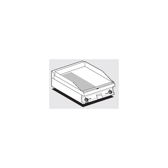 FRY-TOP 1/2 LISCIO + 1/2 Rigato CROMATO TRIFASE Piastra cm 59,5x45