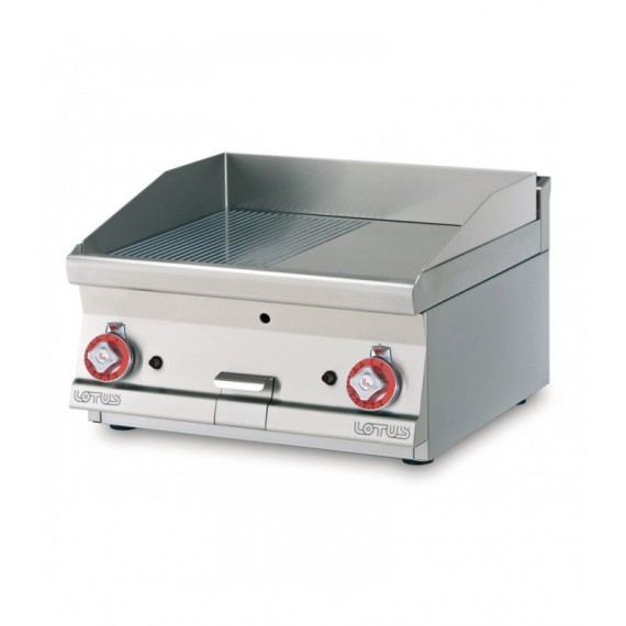 FRY-TOP 1/2 LISCIO +1/2 RIGATO CROMATO GAS Piastra cm 59,5x45