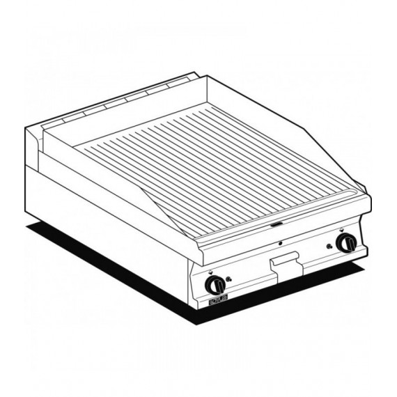 FRY-TOP RIGATO CROMATO GAS Piastra cm 59,5x45