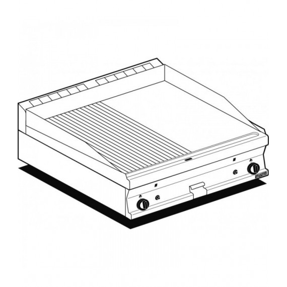 FRY-TOP 1/2 LISCIO +1/2 RIGATO GAS Piastra cm 79,5x45